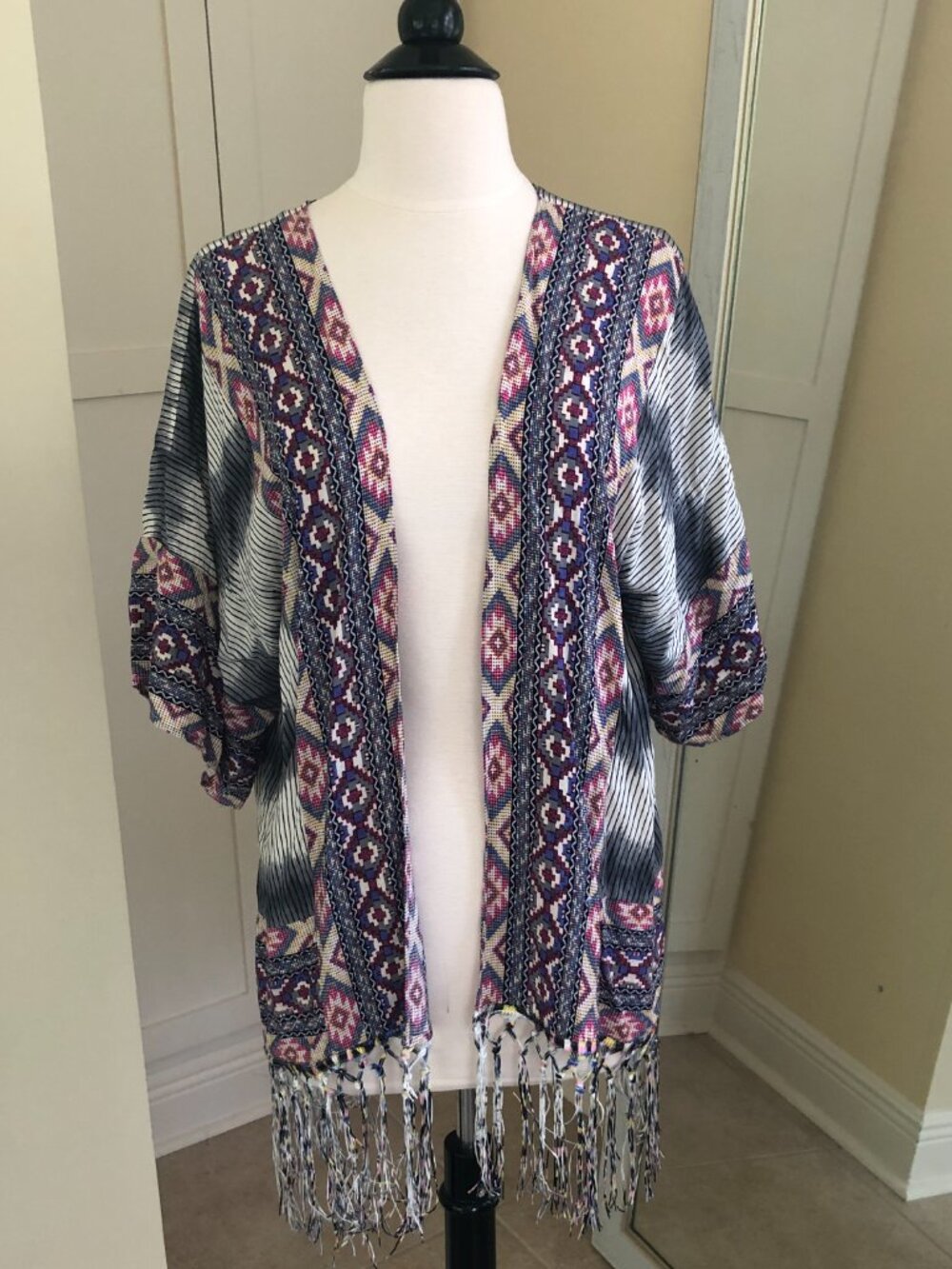 AZTEC TRIBAL KIMONO W/FRINGE